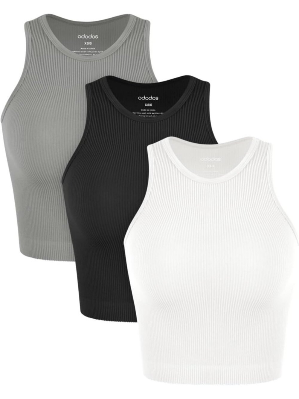 Seamless Crop Tank Tops for Women - Ribbed Soft High Neck 3-Pack, Stylish